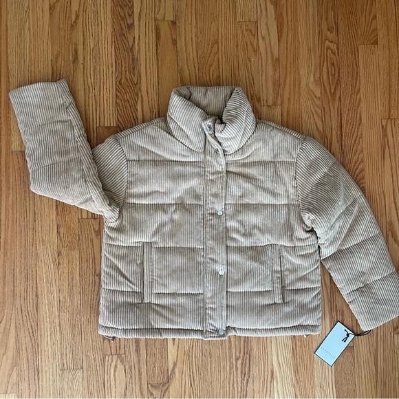 bagatelle Jackets & Blazers - NEW Bagatelle Sand Corduroy Puffer Jacket Cropped 82420 Size Large NWT